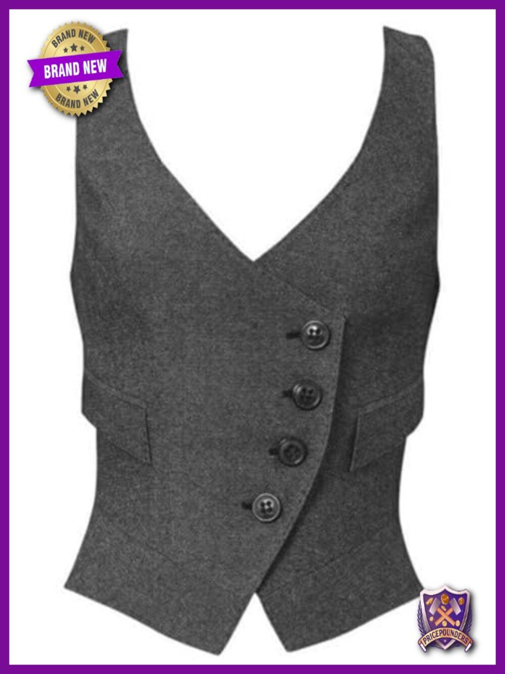 Women's Herringbone Tweed Waistcoat Slim-Fit Suit Vest